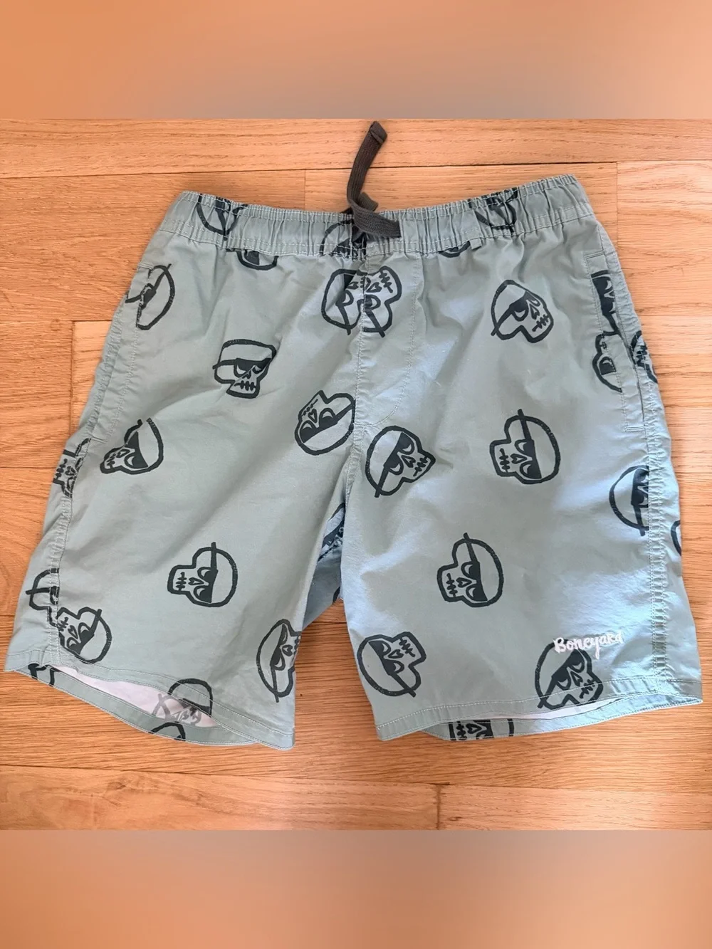 Boneyard Sage Green Swim Trunks with Skull Print Men’s Small NWEC